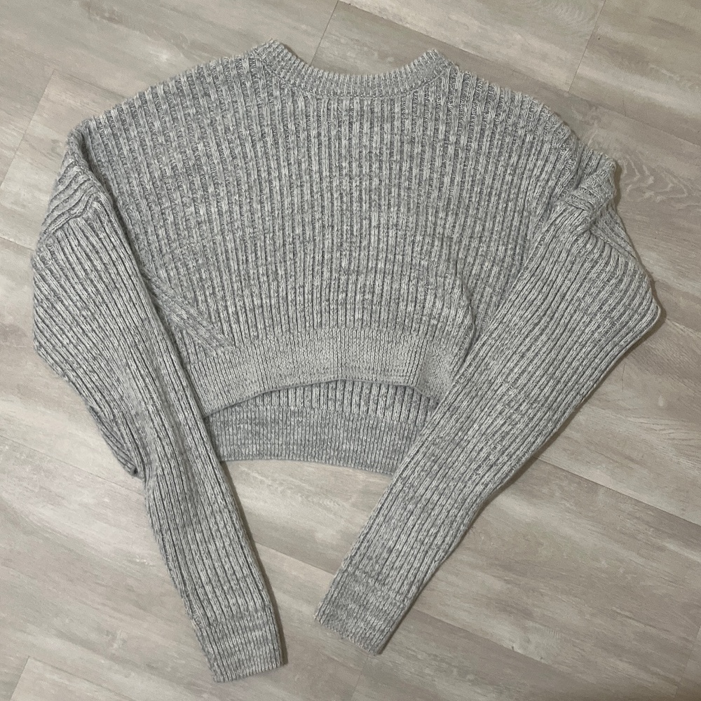 Gray knit sweater